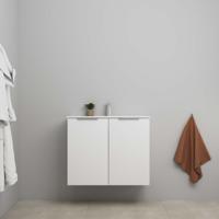 On-Line Onderkast - 80 cm - Voorgemonteerd - 2 Deuren met Greep - Porseleinen Wastafel - 1 Kraangat - Hoogglans Wit - thumbnail