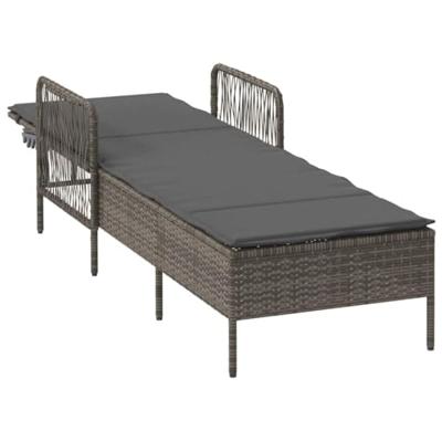 Ligbed met kussen 1-persoon Grijs 157 x 55 x 92cm poly rattan
