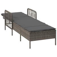 Ligbed met kussen 1-persoon Grijs 157 x 55 x 92cm poly rattan - thumbnail