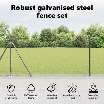 VidaXL Afrasteringspaal grijs 25 x 0,8 m (25 mm gaas) staal en pvc