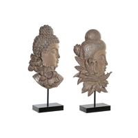 Decoratieve figuren DKD Home Decor 23 x 8 x 42 cm Zwart Bruin Boeddha Orientaals (2 Stuks) - thumbnail