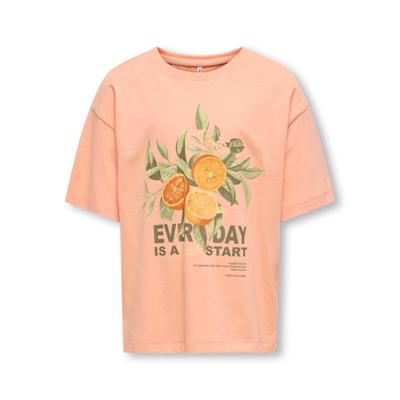 Kids ONLY zomer t-shirt S/S meisjes - loose fit - zalm roze - Koghelen