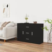 Dressoir 91x29,5x65 cm bewerkt hout zwart - thumbnail