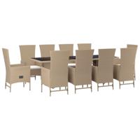 9-delige Tuinset met kussens poly rattan beige - thumbnail