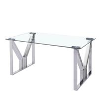 Eettafel DKD Home Decor Kristal Zilverkleurig Transparant Staal 180 x 90 x 75 cm - thumbnail