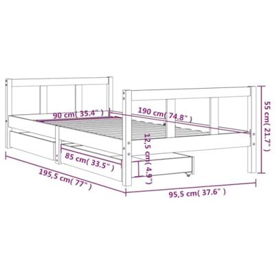 Kinderbedframe met lades 90x190 cm massief grenenhout zwart Kinderbedframe met lades 90x190 cm massief grenenhout zwart