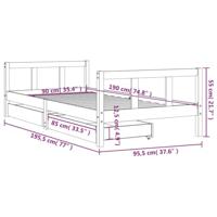 Kinderbedframe met lades 90x190 cm massief grenenhout wit - thumbnail
