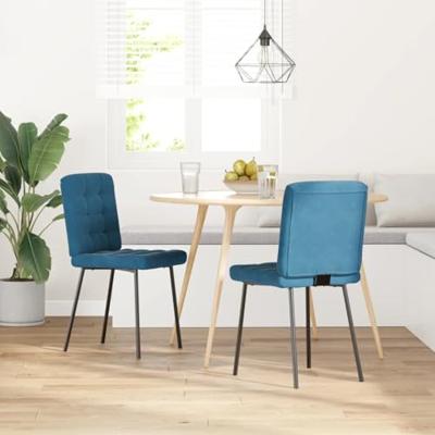 Eetkamerstoelen 2 st fluweel blauw