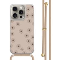 iPhone 15 Pro hoesje met beige koord - Cute flowers - thumbnail