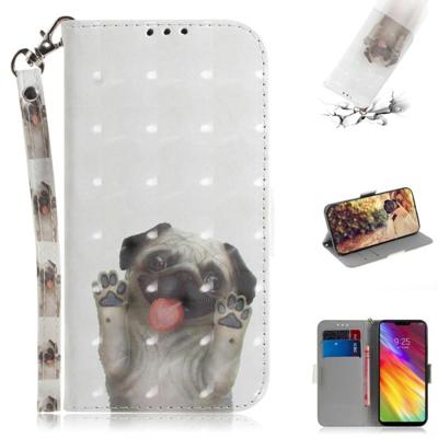 3D gekleurde tekening hond patroon horizontale Flip lederen case voor LG Q Stylo 5 met houder & kaartsleuven & portemonnee
