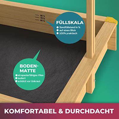 Zandbak met deksel 120x120cm in hoogte verstelbaar dak