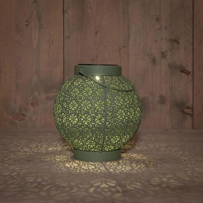 Anna's Collection Solar lantaarn metaal 18 x 19 cm sage groen warm wit