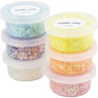 Creativ Company Glitter clay, pastelkleuren, 6x20 ml/ 1 doos - thumbnail