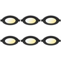 LED Downlight Inbouwspot 6 Stuks - Brinton Thin - 3W 220lm 120° Bundelhoek - Aanpasbare Lichtkleur 3000K-4000K-6500K - IP40 - Rond - Zwart - Ø85mm Buitenmaat - Ø70mm Zaagmaat - thumbnail