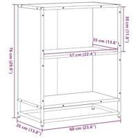 Boekenkast 60x35x76 cm bewerkt hout bruin eikenkleur - thumbnail