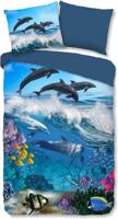 Good Morning Kinderdekbedovertrek "dolfijnen" - Blauw - (140x200/220 cm) - Katoen - thumbnail