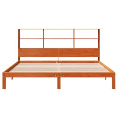 Bed met boekenkast zonder matras grenenhout wasbruin 180x200 cm