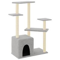 vidaXL Kattenmeubel met sisal krabpalen 107,5 cm lichtgrijs, kattenpaal, kattenboom, kattenkrabpaal, kattenhuis, kattenmeubel, kattenpalen - thumbnail