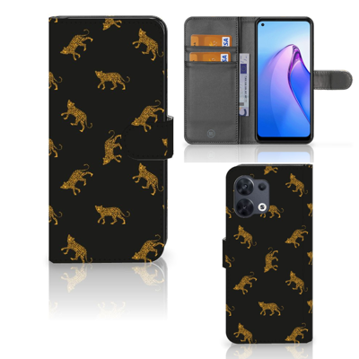 Telefoonhoesje | Met pasjeshouder | voor OPPO Reno8 Leopards