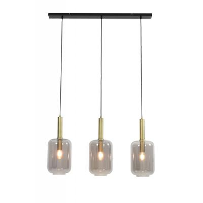 Light & Living Hanglamp 'Lekar' 3-Lamps, Antiek Brons/Smoke Light & Living Hanglamp 'Lekar' 3-Lamps, Antiek Brons/Smoke