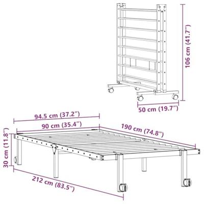 Bedframe zonder matras opvouwbaar 90x190 cm staal zwart Bedframe zonder matras opvouwbaar 90x190 cm staal zwart