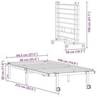 Bedframe zonder matras opvouwbaar 90x190 cm staal wit - thumbnail