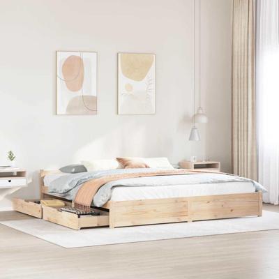 Bedframe zonder matras massief grenenhout 200x200 cm