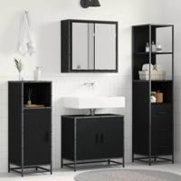 Badkamermeubelset met lade 3 pcs Zwart eiken 65 x 33 x 60 cm - thumbnail