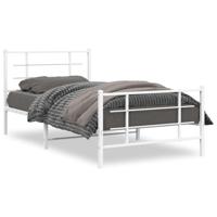 Bedframe met hoofd- en voeteneinde metaal wit 107x203 cm - thumbnail