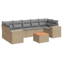 8-delige Loungeset met kussens poly rattan beige - thumbnail