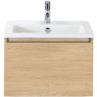 Frozen Badmeubelset 60 cm - Greeplijst in Kleur - Casella Oak - Keramische Wastafel Wit 1 Kraangat - thumbnail