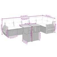 7-delige Loungeset met kussens poly rattan beige - thumbnail