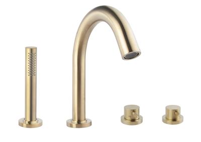 Wiesbaden Caral 4-gats badrandthermostaat afbouwset geborsteld messing Wiesbaden Caral 4-gats badrandthermostaat afbouwset geborsteld messing