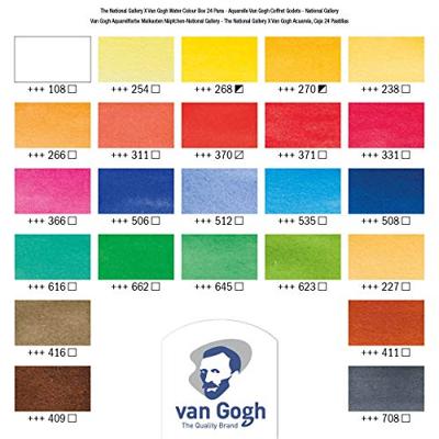 Van Gogh The National Gallery Aquarelverf Set In Kist - 24 Halve Napjes + 3 Accessoires