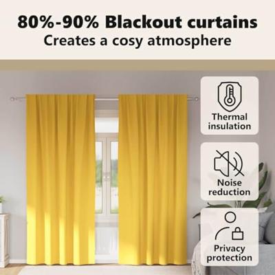 VidaXL Zwart-out gordijnen met ringen 2 pcs mosterdgeel 245 x 140 cm