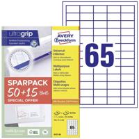 Avery-Zweckform 6121-65 Universele etiketten 38 x 21.2 mm Papier Wit 65 vellen Permanent hechtend Inkjet, Laser (zwart/wit), Laser (kleur), Kopiëren - thumbnail