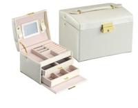 Eenvoudige draagbare sieraden doos oorbellen ring opslagconsolidatie doos met lades grootte: 17 5 x 14 x 13cm (wit) - thumbnail