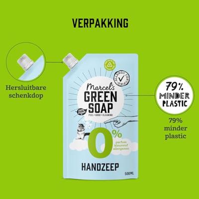 Marcel's Green Soap Handzeep 0% navulling 500 Milliliter