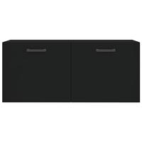 Wandkast 80x36,5x35 cm bewerkt hout zwart - thumbnail
