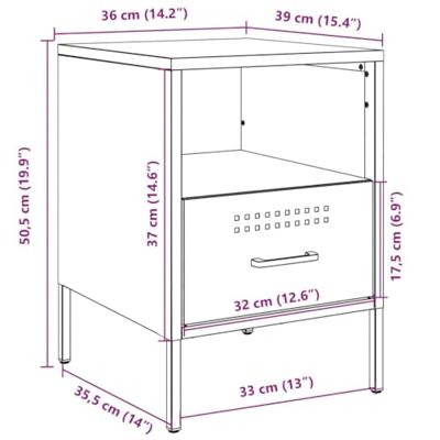 Nachtkastjes 2 st 36x39x50,5 cm staal mosterdgeel