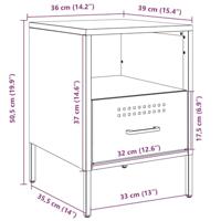 Nachtkastjes 2 st 36x39x50,5 cm staal mosterdgeel - thumbnail