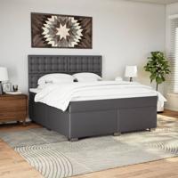 Boxspring met matras kunstleer grijs 180x200 cm - thumbnail