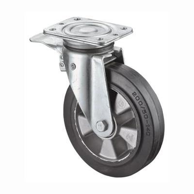 BS Rollen Zwenkwiel voor zware lasten | wiel d. 200 mm draagvermogen 450 kg | totale rem rubber | 138 mm 110 mm | 1 stuk - N120.B80.200 N120.B80.200