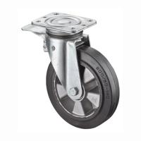 BS Rollen Zwenkwiel voor zware lasten | wiel d. 200 mm draagvermogen 450 kg | totale rem rubber | 138 mm 110 mm | 1 stuk - N120.B80.200 N120.B80.200 - thumbnail