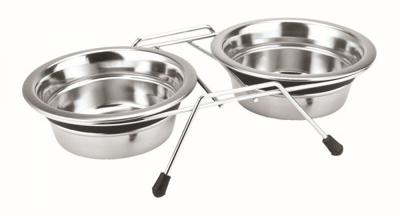 Nobby Dubbele bak roestvrij staal SILENT DINER, incl. 2 kommen 2 x Ø 13,0 cm 0,35 ltr., 1 stuk