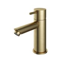 Hotbath Cobber lage wastafelmengkraan met rechte uitloop zonder waste geborsteld messing CB003SBB - thumbnail