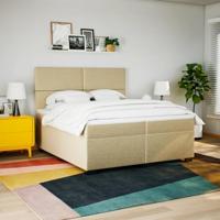 Boxspring met matras stof crèmekleurig 200x200 cm - thumbnail