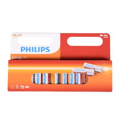 Philips longlife batterij zinc aa/r6, 12st.