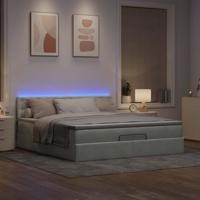 Ottoman bed met matras en LED's 160x200cm fluweel lichtgrijs - thumbnail