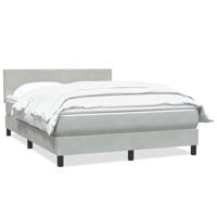 Boxspring met matras fluweel lichtgrijs 160x210 cm - thumbnail
